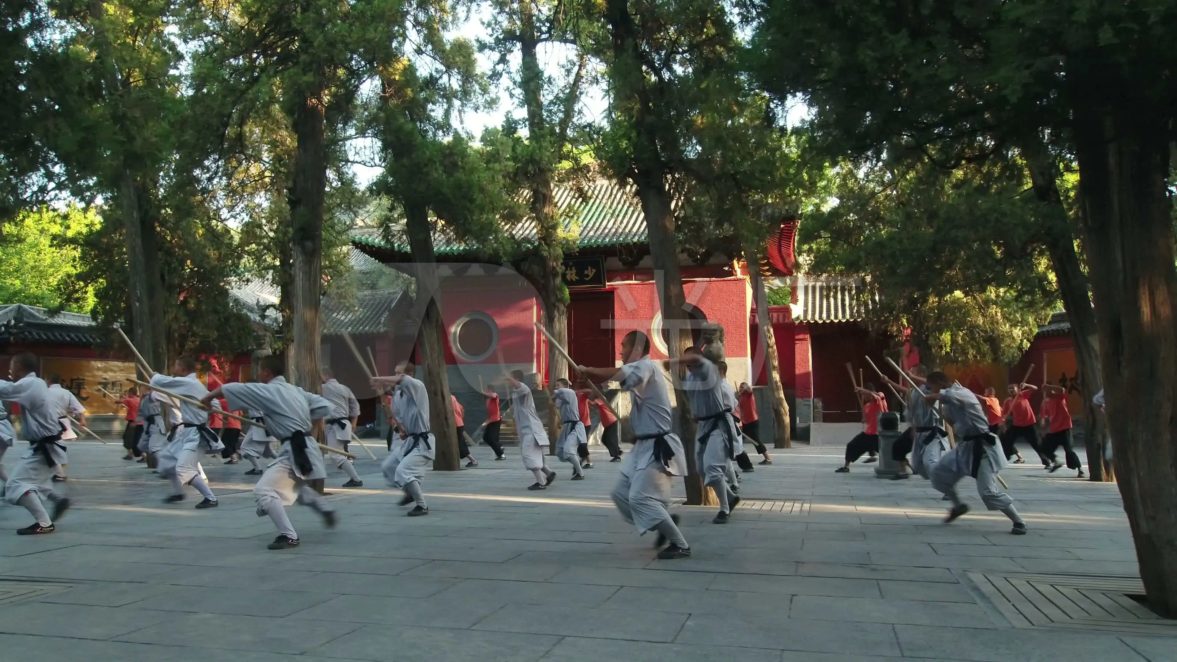 嵩山少林武术职业学院孔子校区晨练训练照片